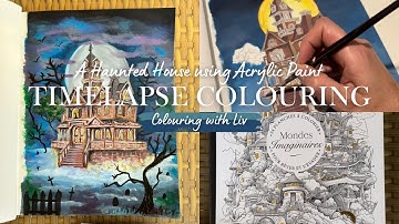 Timelapse | Haunted House Painting with Acrylic | Relaxing Halloween Colouring | Mondes Imaginaire 