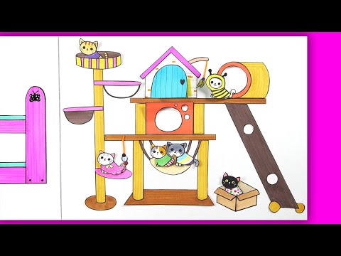 고양이 캣타워 종이인형 만들기 How To <strong>Make</strong> A Paper <strong>Cat</strong> Tower -QUIET BOOK