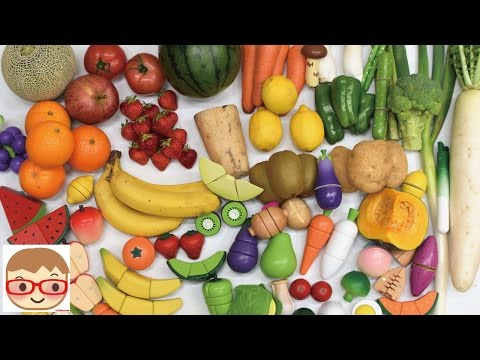 Learn Names of Toy Fruit and Vegetables VS Real Fruits and Vegetables Cutting for Children