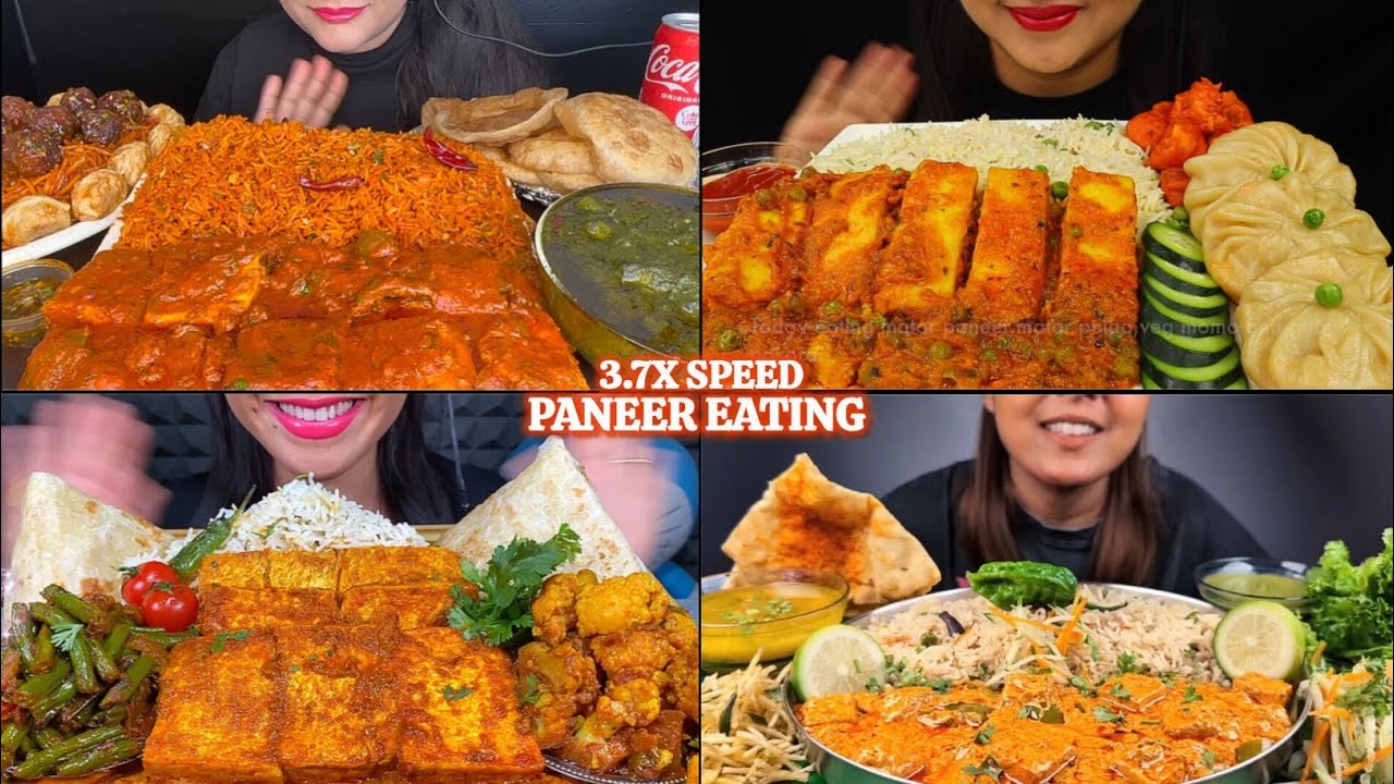 ASMR: Eating Paneer with jeera rice eating challenge 🍚😋 paneer momo paratha with paneer Mukbang🤤
