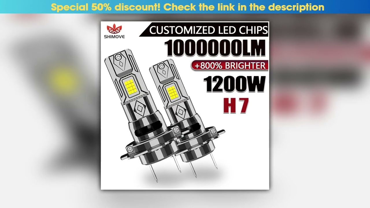 H7 LED Headlight CANBUS Error Free Lights for Car 1000000LM 1200W Super Bright Turbo Auto Bulb