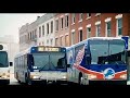 TWO DDOT D40LF NEW FLYERS NOT IN SERVICE &amp; LIONS &amp; RED WINGS PREVOST MOTOR COACH TURNING CORNER