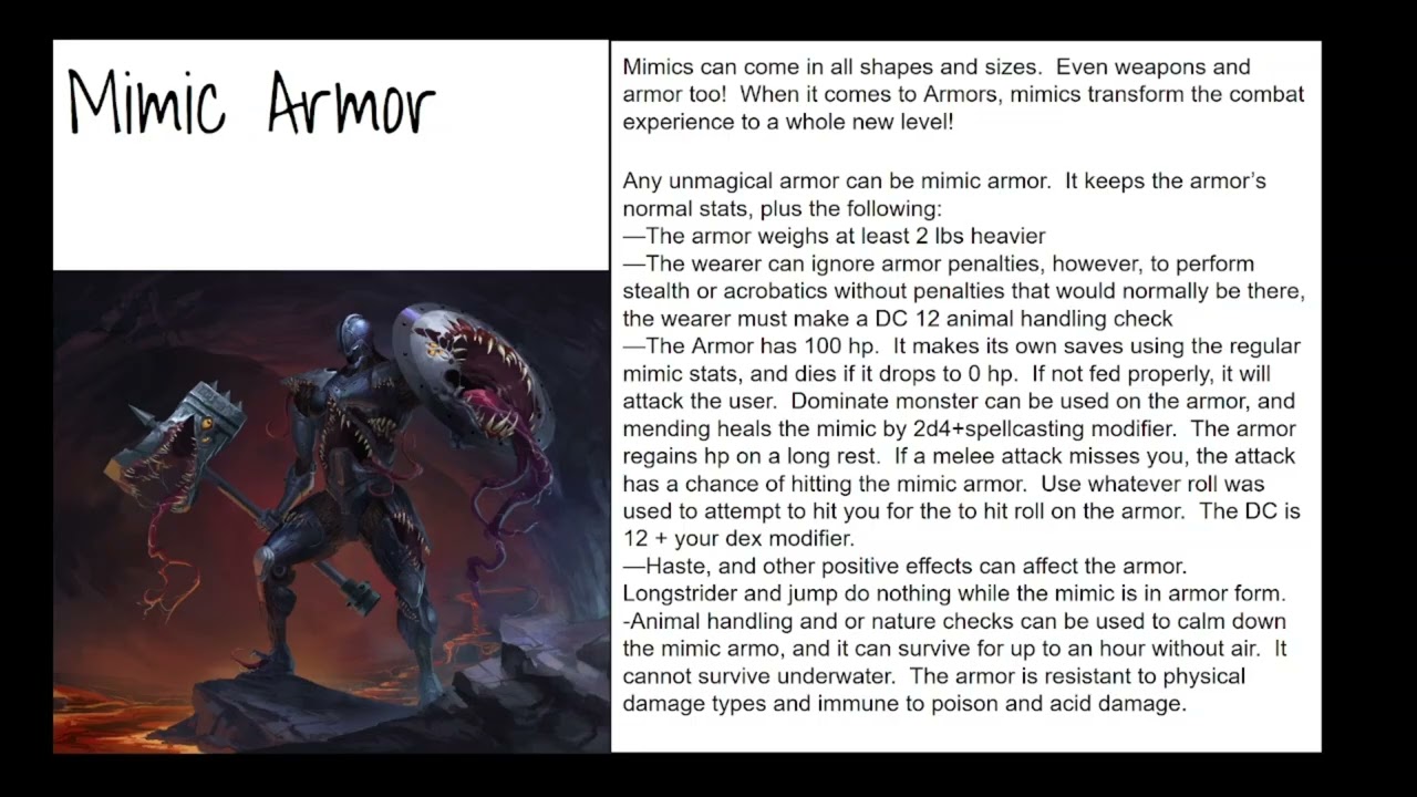 Mimic Armor DnD Homebrew Showcase