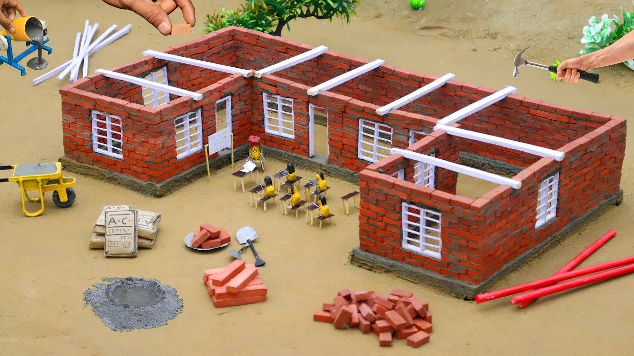 diy mini tractor construction school building with bricks science ...