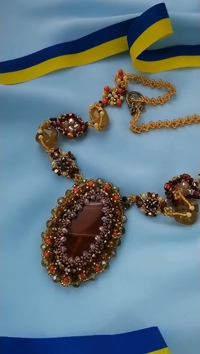 Розкішне намисто з кулоном з натурального агату та сердоліку. Necklace ...