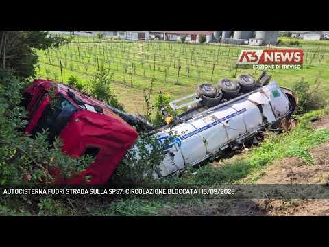 AUTOCISTERNA FUORI STRADA SULLA SP57: CIRCOLAZIONE BLOCCATA | 15/09/2025
