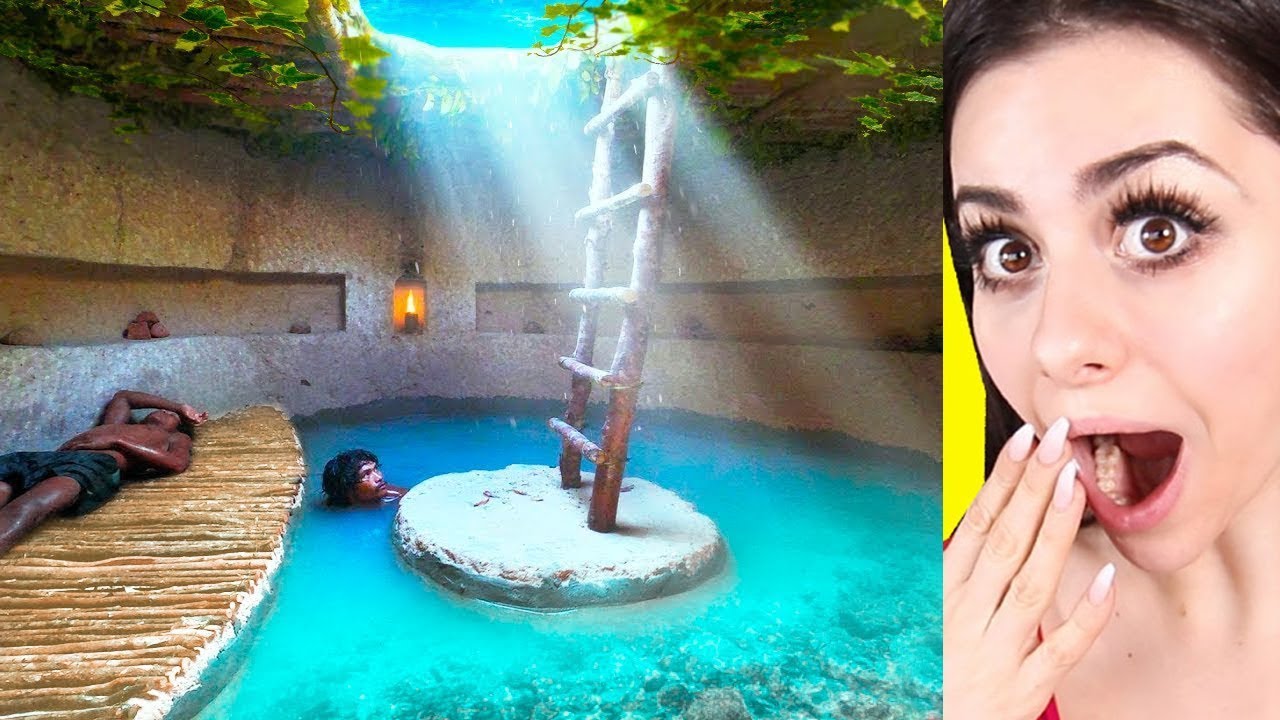 KIDS BUILD a secret UNDERGROUND pool house 