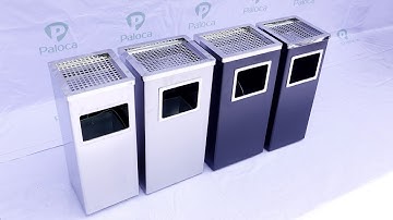 Thùng rác inox hình chữ nhật có gạt tàn thuốc lá