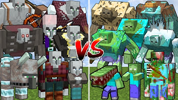 ALL MINECRAFT MUTANT PILLAGERS vs ALL MINECRAFT MUTANT ZOMBIES | Minecraft Mob Battle