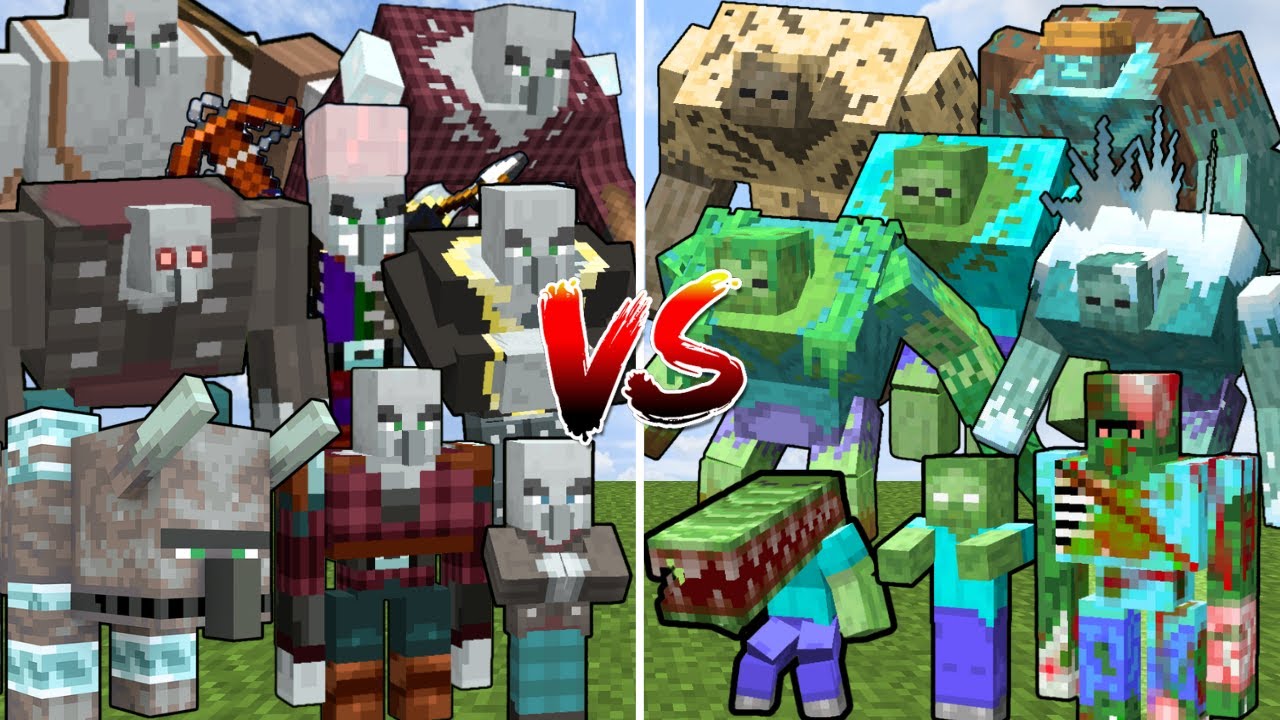 ALL MINECRAFT MUTANT PILLAGERS vs ALL MINECRAFT MUTANT ZOMBIES | Minecraft Mob Battle