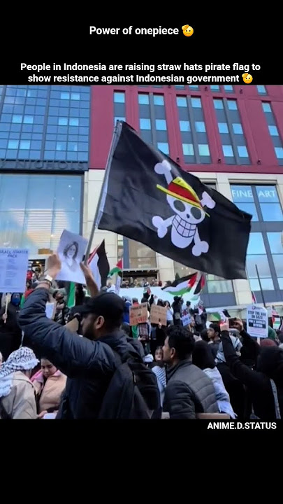 protest in Indonesia using strawhats pirate flag | onepiece flag used against Indonesian government