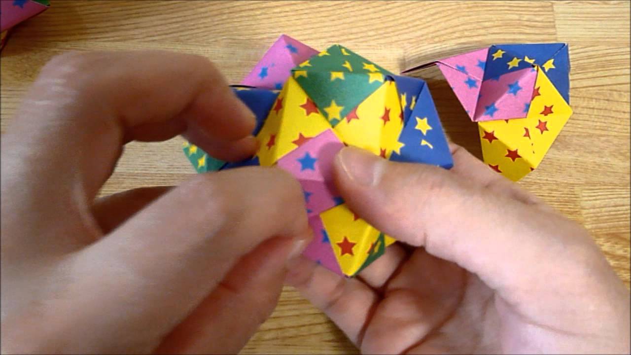 ハンドメイド ユニット折り紙 12枚で作る24面体のくす玉 折り方 作り方 How To Make A 24 Tetrahedral Unit Origami Youtube