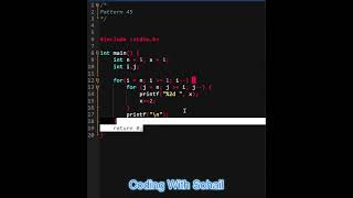 Pattern 45 || C Programming || Coding With Sohail #shorts