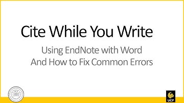 Cite While You Write EndNote 20 Video