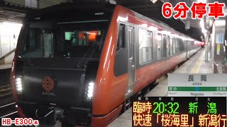 日本三大夜桜　長岡駅　JR信越本線　桜海里　HB-E300系　手を振るアテンダントさん　復路6分停車　年に2度だけの「桜海里」発着現場