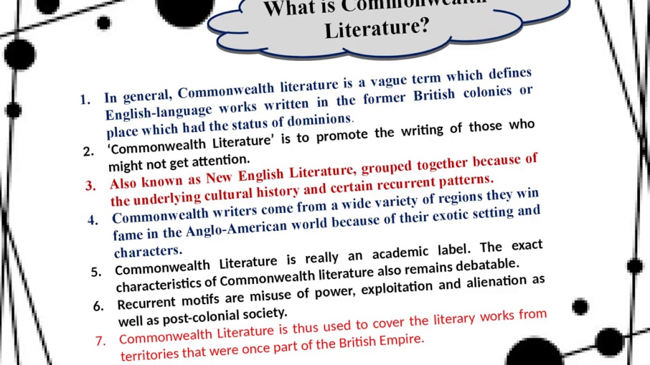 Commonwealth literature YouTube