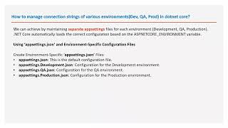 How to manage connection strings of various environments(Dev, QA, Prod) in dotnet core 