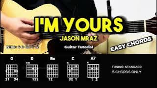 I'm Yours - Jason Mraz | Easy Guitar Tutorial For Beginners (CHORDS & LYRICS) #guitarlesson