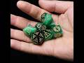 Dark Green D&D Gem Dice Set – Cat's Eye, Sharp Edge, Polyhedral RPG Gift #dicerolls #dice