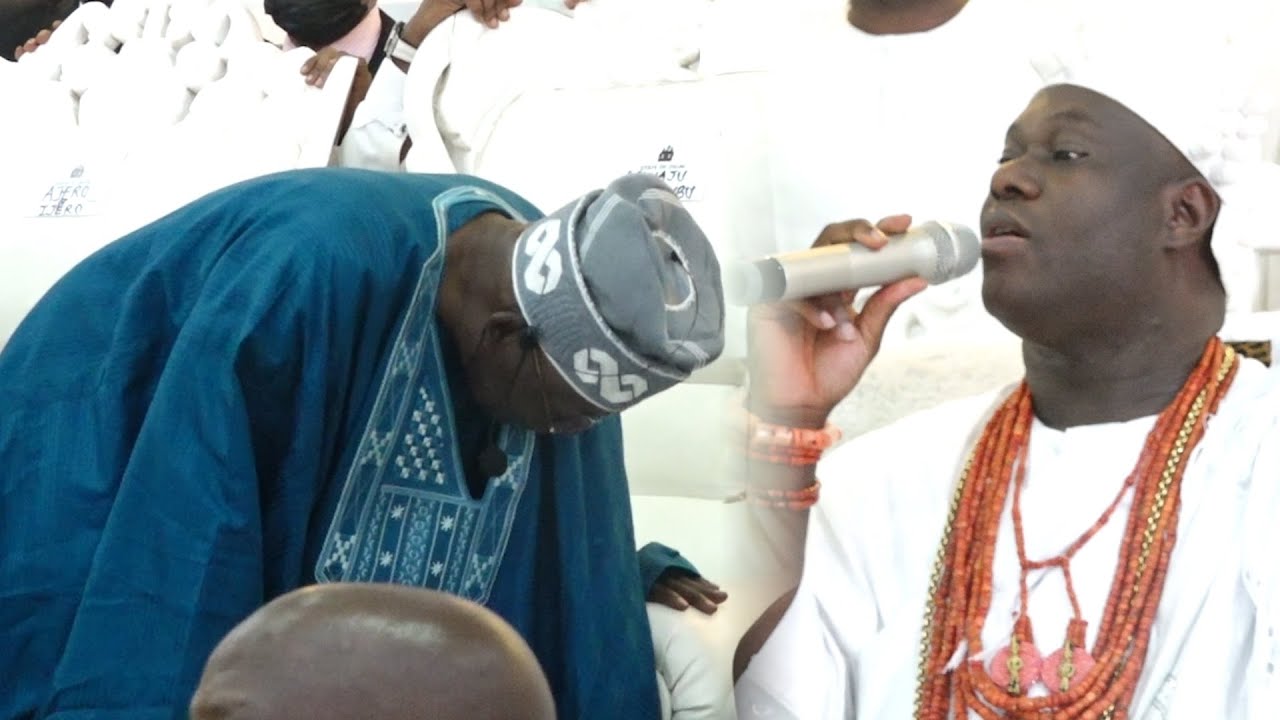 MOMENT PRES. BOLA TINUBU PROSTRATE FOR OONI OF IFE. OLORI ALADE ADEYEYE ENITAN OGUNWUSI