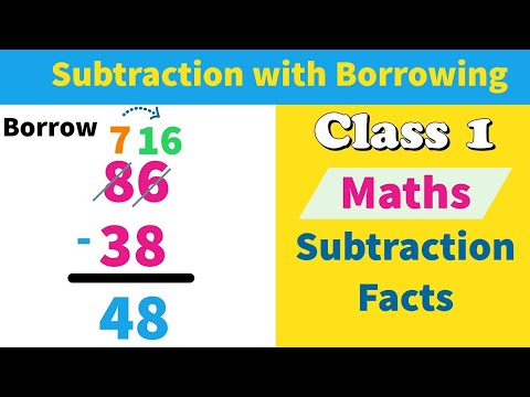 Class 1 Maths | subtraction with borrowing | how to borrow in ...