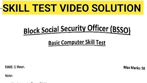 OSSC BSSO SKILL TEST VIDEO SOLUTION