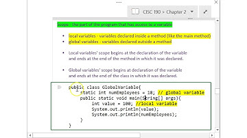CISC 190 Section 2.10 Scope Part B Global vs Local Variables
