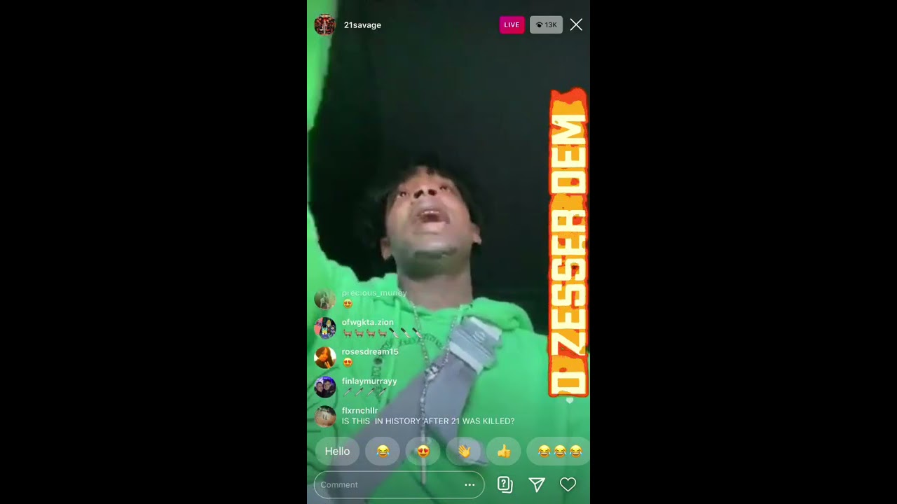 21 Savage Instagram live October 2020