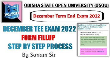 Osou December Term End Exam Form Fillup 2022 | Step By Step Full Process | Osou TEE Exam Form Fillup