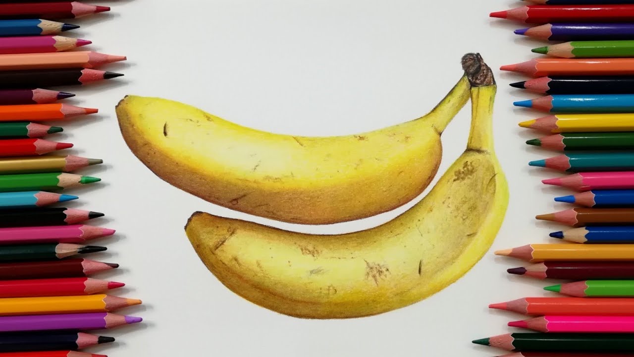 Банановый цвет. Пенсил. Banana Color paper. Banana drawing. Банана пенсил