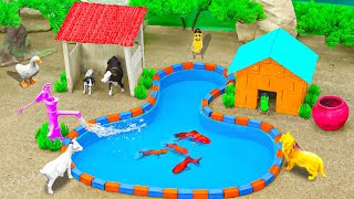 Design a unique DIY Mini Farm with Water Pool for Cattle and Mini Hand Pumb | CRAZY Challenge! ✨