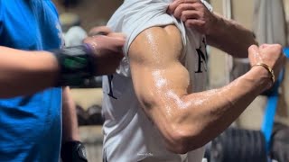 Flexing My Shredded Biceps And Big Guy Punches And Pressing My Biceps