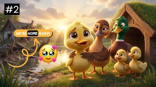 The Baby Duck Found His Family Again! 🐥❤️ | Emotional Flood Story Part2 #viral #duck #cartoon #story