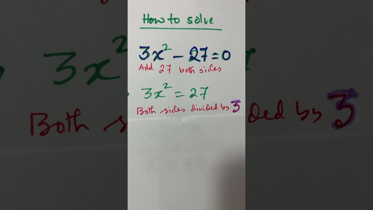  Shortvideo Algebra How To Solve 3x 2 27 0