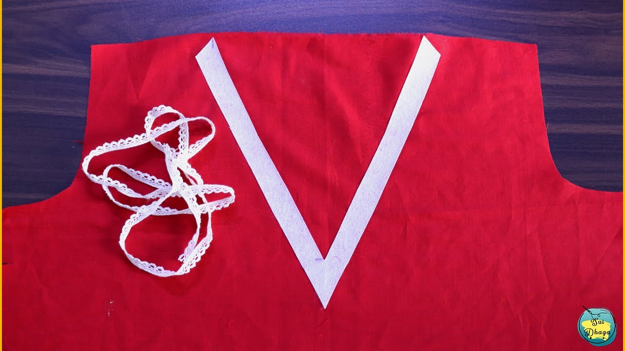 v shape neck design with lace