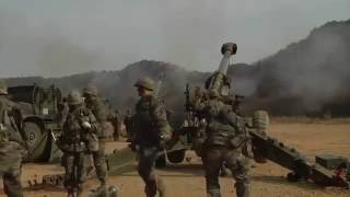 Artillery Battery Barrage • U S  ROK Marines Live Fire