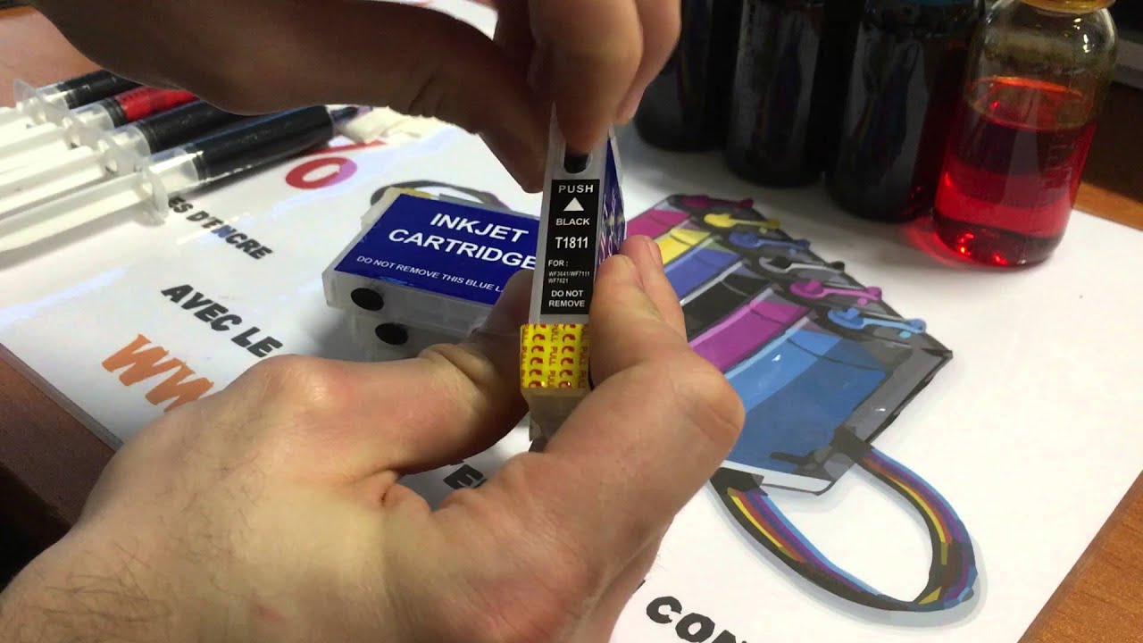 Comment remplir cartouches rechargeables compatible Epson T1811 T1812 T1813  T1814 