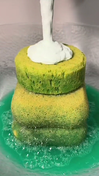 PT1: POUR 🍀 GREEN SPONGE TOWER SUDSY PASTE | ODDLY SATISFYING SPONGE SQUEEZING ASMR | CLEANTOK ASMR