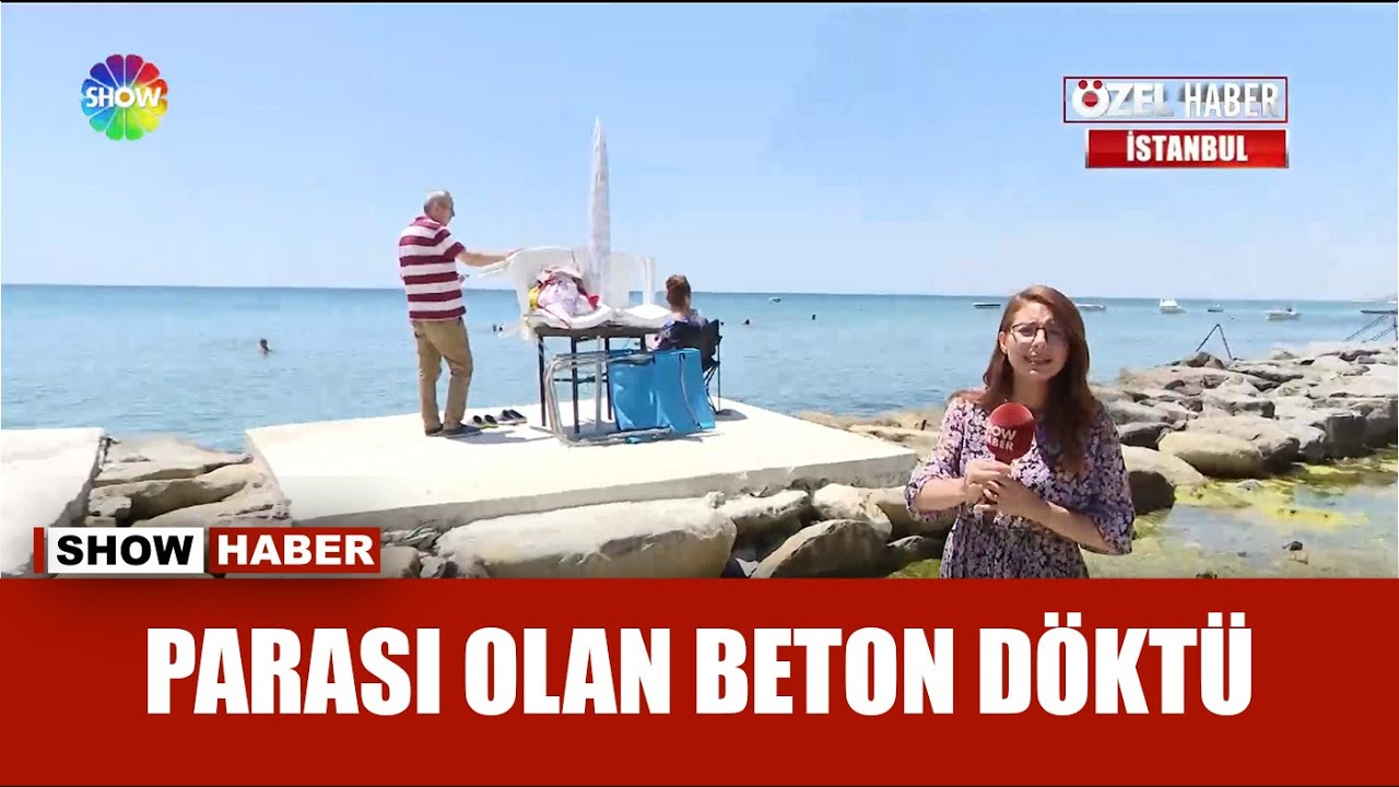 Halk plajında betonlu loca!