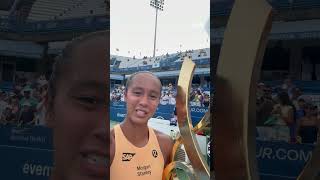 Quick message from your champion, Leylah Fernandez!🏆#WTA #MubadalaCitiDCOpen