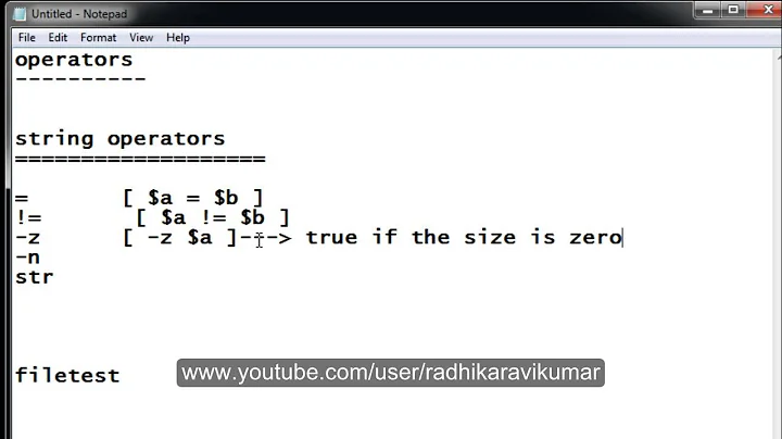 Unix: String Operators in shell scripting