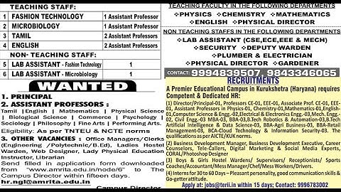 Assistant Professor/Assoc Prof/Prof Vacancies in 5 Colleges with out UGC NET/PhD | Pay Scale | PG