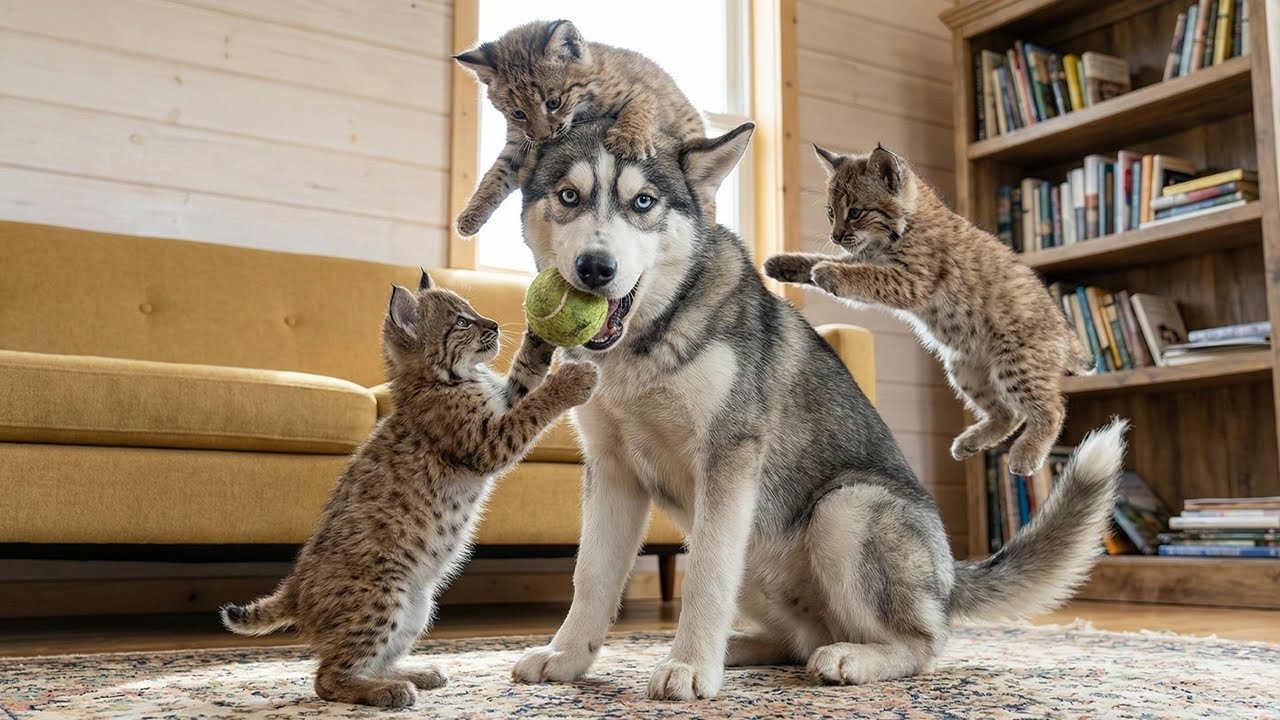 Three rescue bobcat kittens shouldn’t have survived — until his dog taught them to hunt!