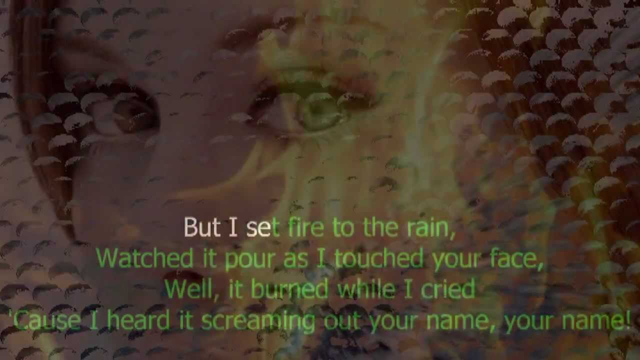 Adele's set fire to the rain (karaokeversion with lyrics and backing