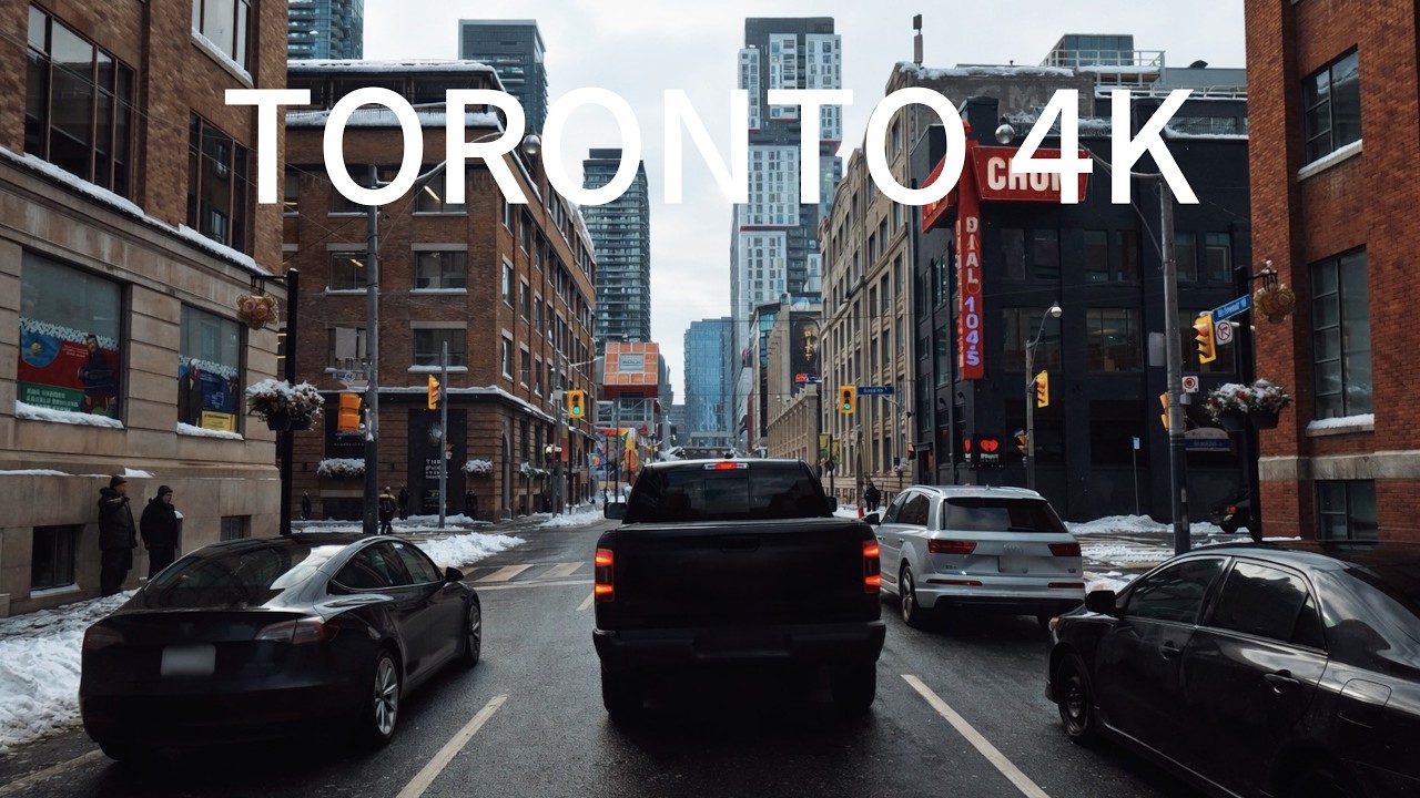 Discover Canada - Driving in Downtown Toronto in Winter after Snowfall
