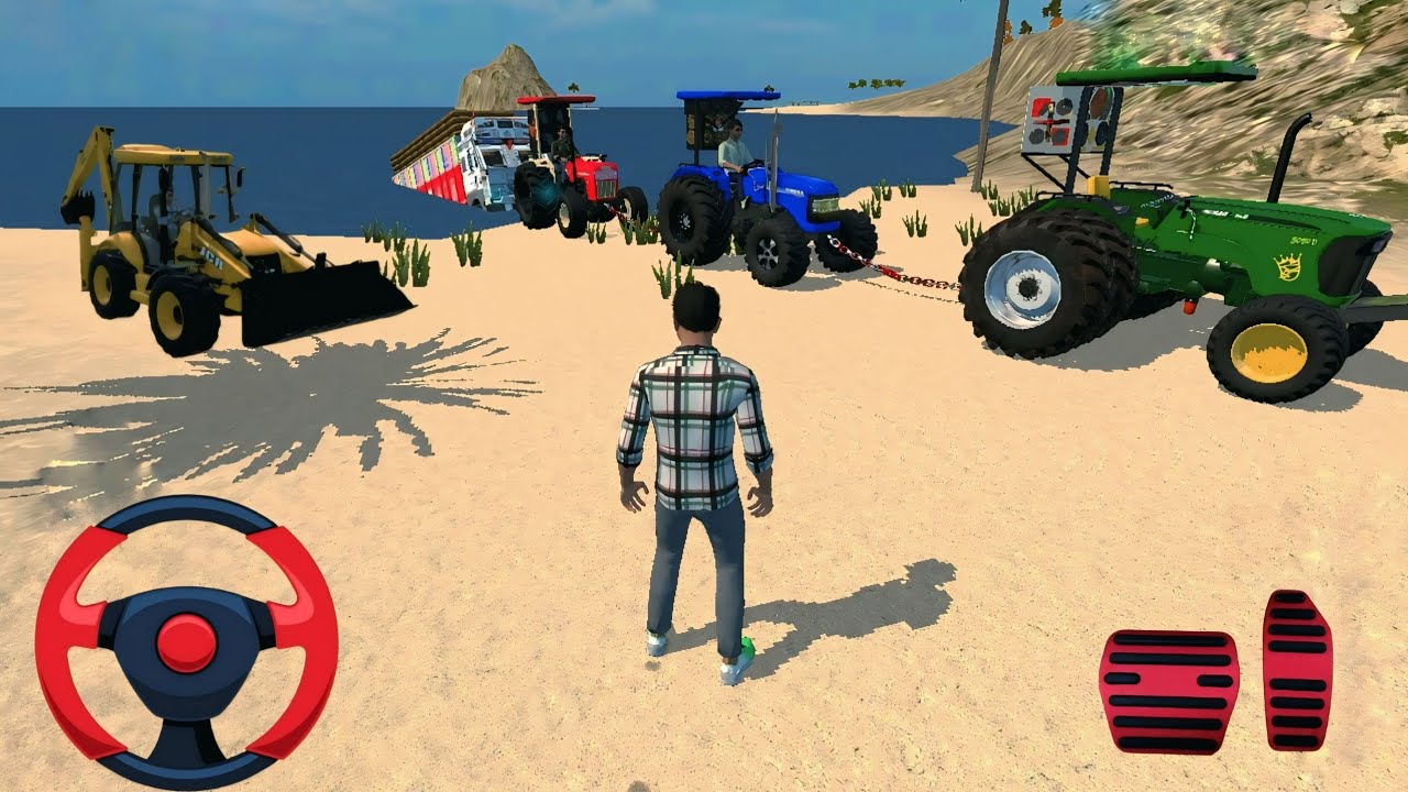 💯Indian truck stuck in sea and tractors rescue the bori Truck from 🥰❤ #tractor #dj #truck 