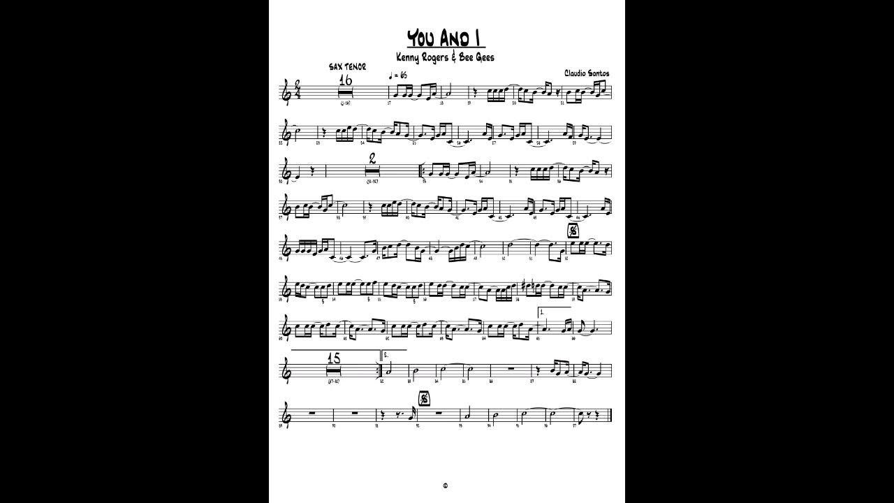 Partitura Sheet Music You And I (Kenny Rogers) Sax Tenor Tenor Sax
