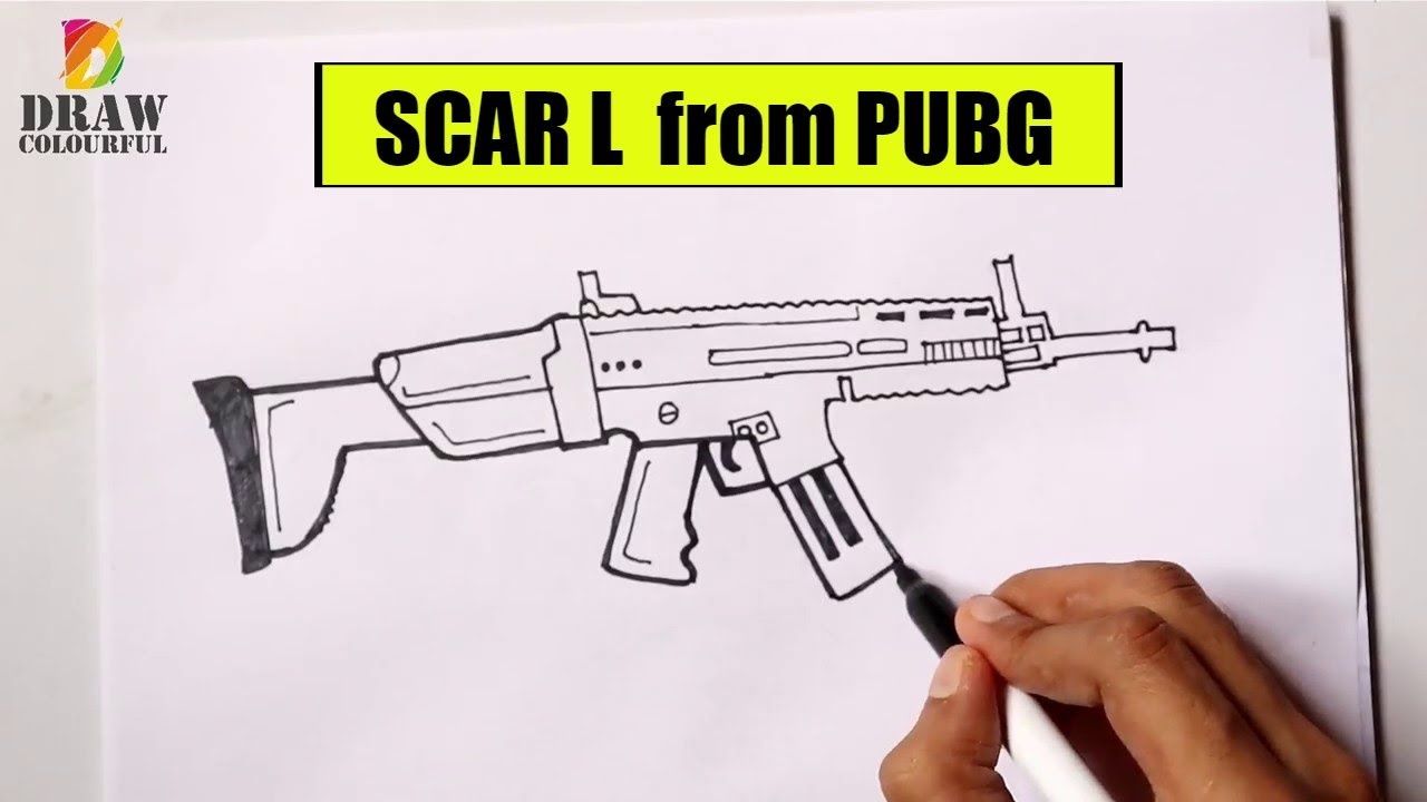 How To Draw Scar L Gun Of Pubg Game Pubg Game Weapons Youtube