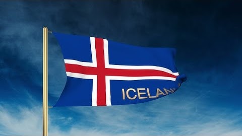 Iceland Flag Slider Style With Title. Waving In The Wind With Cloud Background A Stock Animation