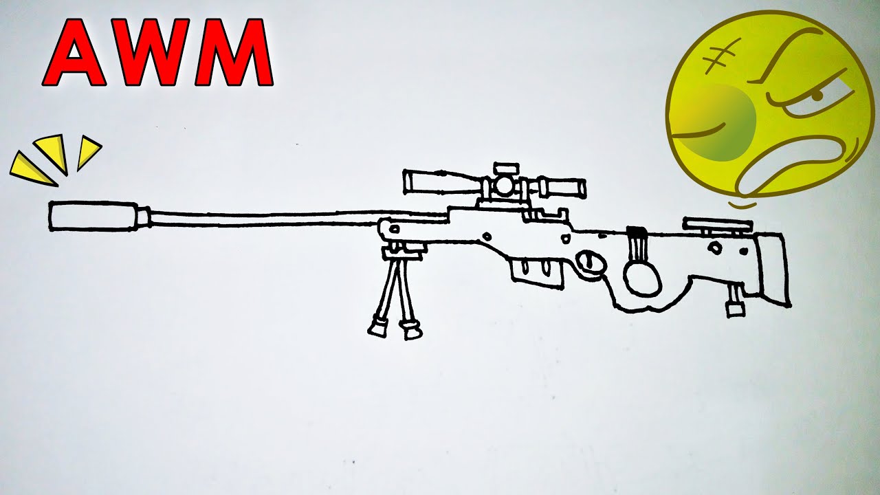 Cara Menggambar Senjata Sniper Arctic Warfare Magnum AWM Free Fire YouTube